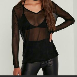 Missguided Sheer Long Sleeve Top